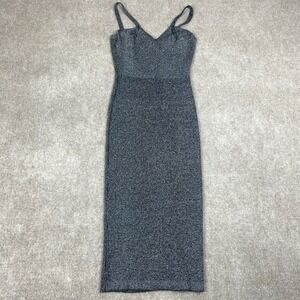 Almost Famous Bodycon Midi Dress Juniors Large Gray V-Neck Spaghetti Strap Party
